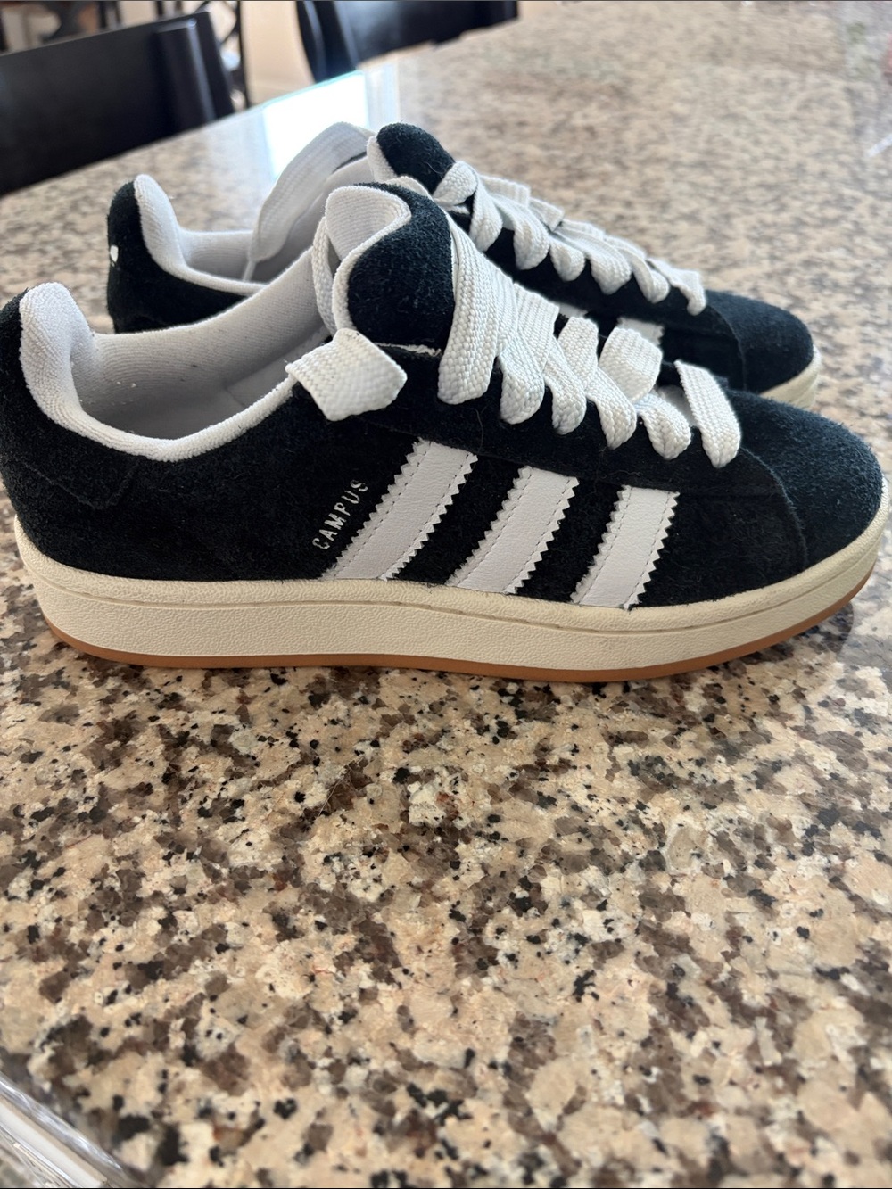 adidas Black Suede Campus Sneakers with White Stripes